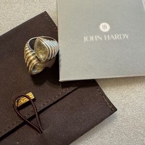 Vintage JOHN HARDY Sterling Silver White Topaz Bedeg Bypass Ring